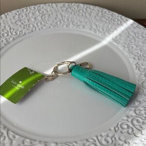 Kate Spade NWT  Turquoise Tassel Keychain with Gold Clasp